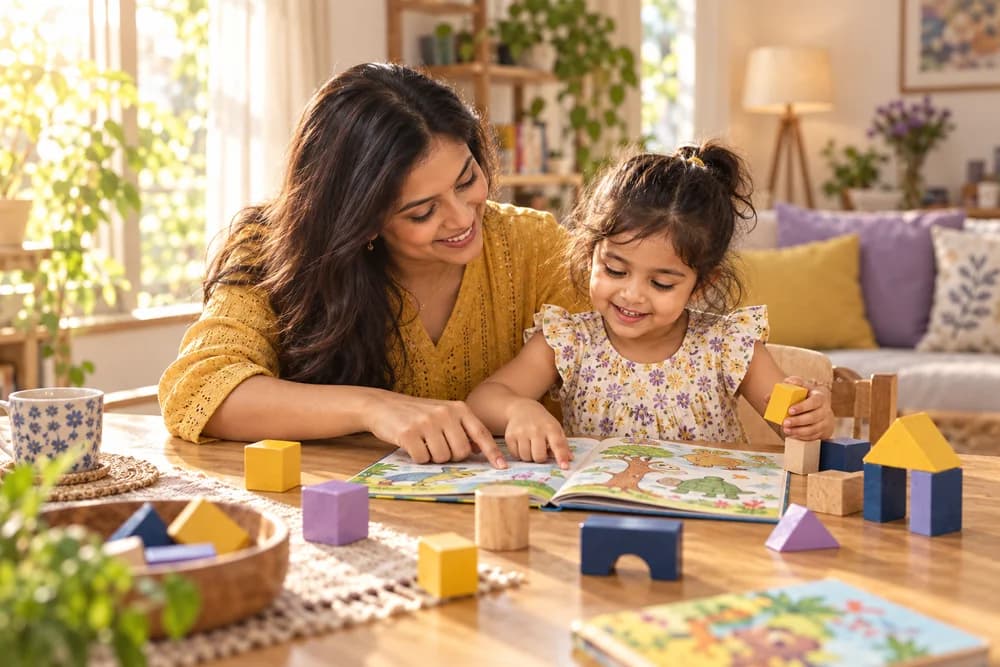 Representative mother and daughter learning together at home